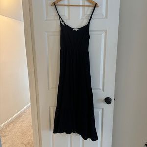 Black cotton gauze maxi dress